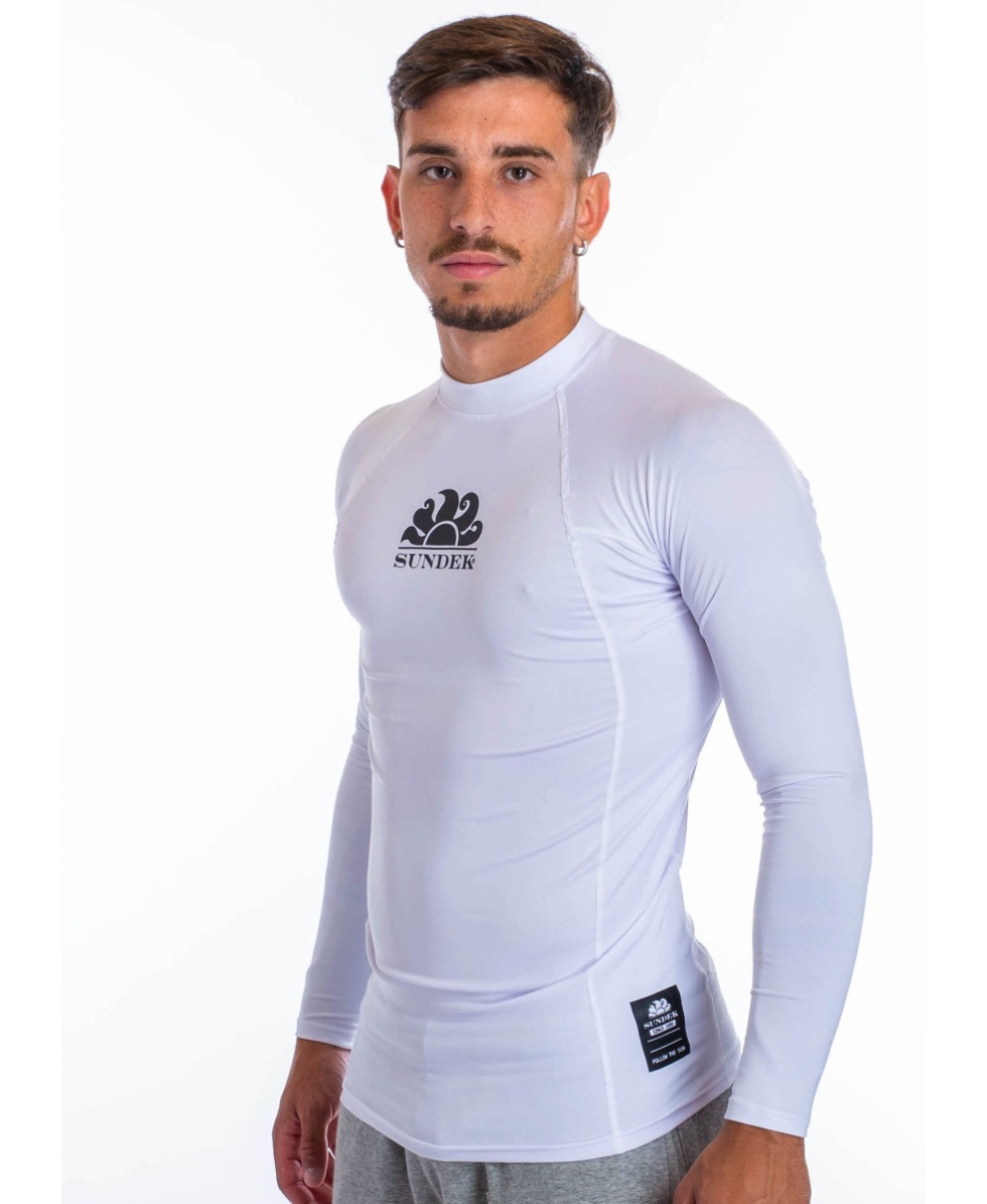 SUNDEK - LOGO L/S RASHGUARD - M286RSPY100-006 - WHITE