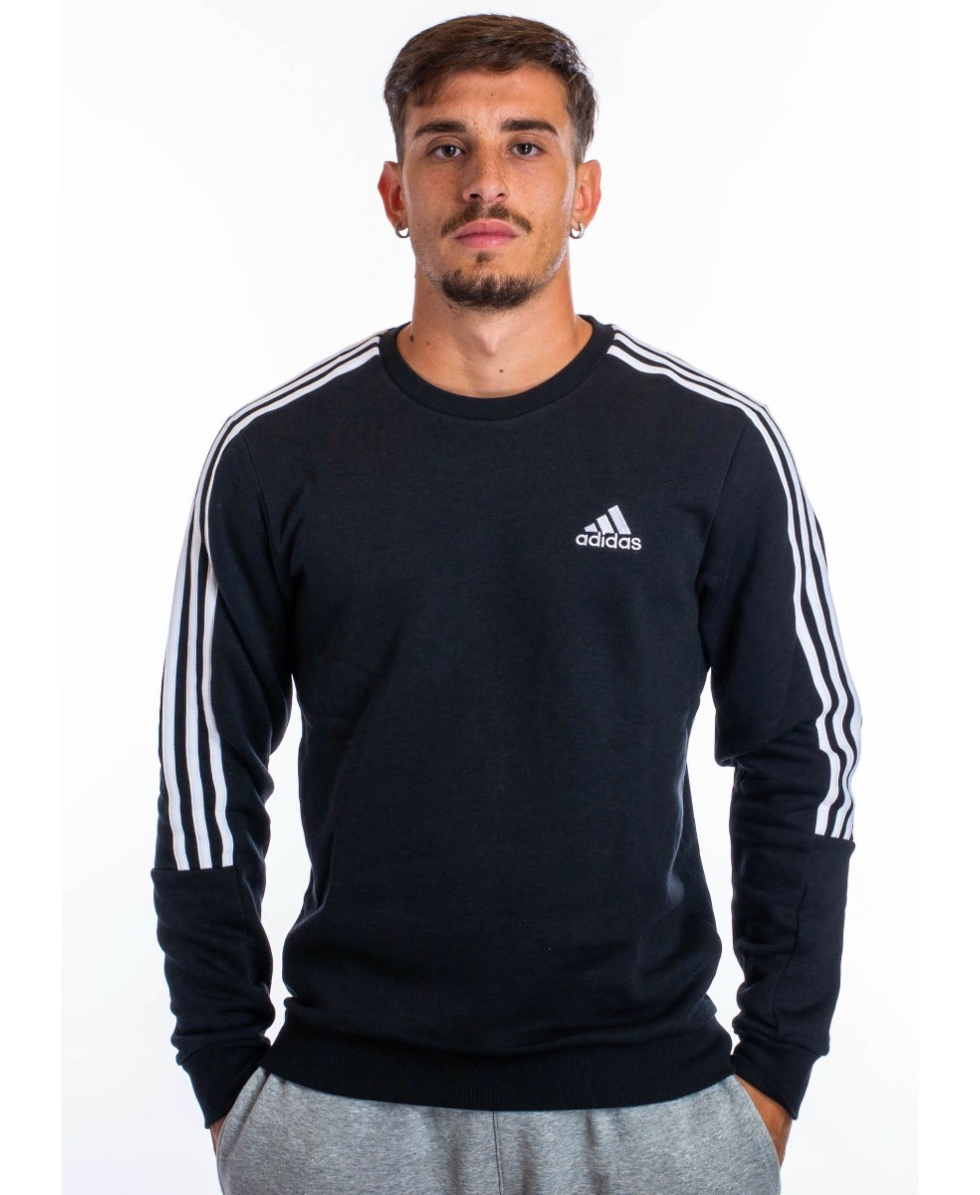 ADIDAS - FELPA UOMO - ESSENTIALS FLEECE - GK9579 - BLACK/WHITE