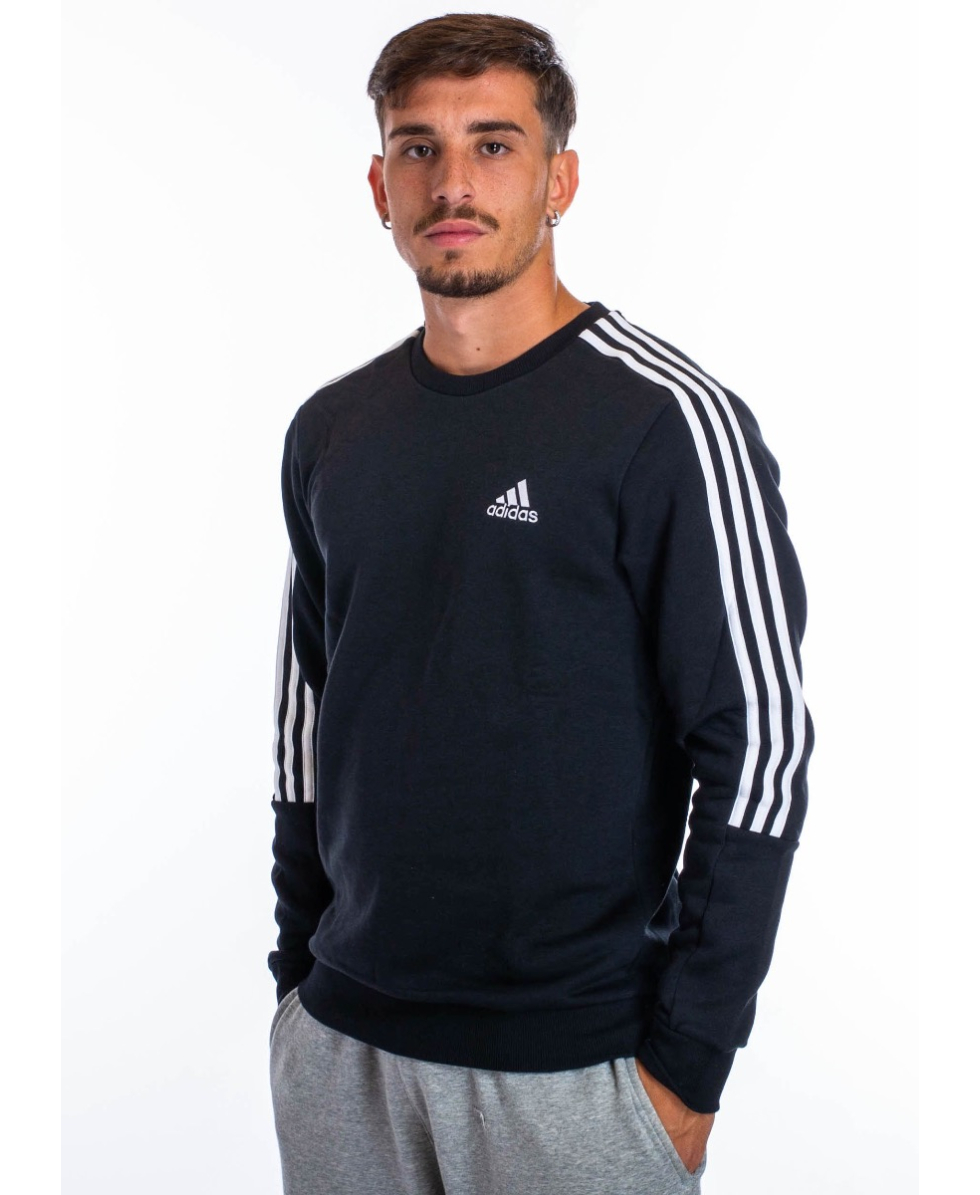 ADIDAS - FELPA UOMO - ESSENTIALS FLEECE - GK9579 - BLACK/WHITE