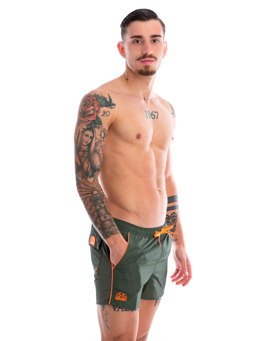 SUNDEK - COSTUME BOARDSHORT 13" - M700BDTA100-30204 - DARK ARMY GREEN #04 - COLTRANE BS ELASTIC WAIST - B