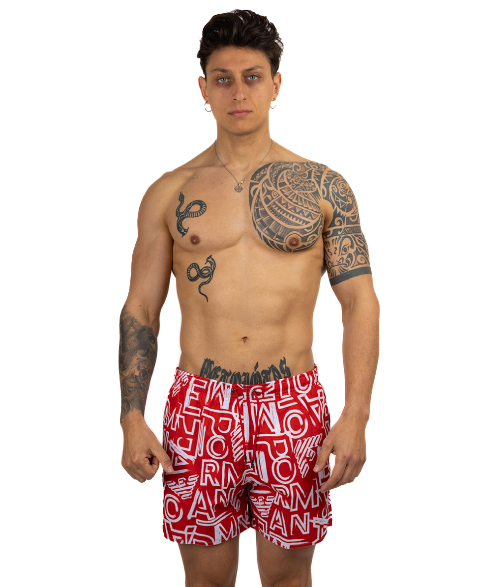 EMPORIO ARMANI - COSTUME SHORT - 211740 3R435 24073 - RUBY/WHITE
