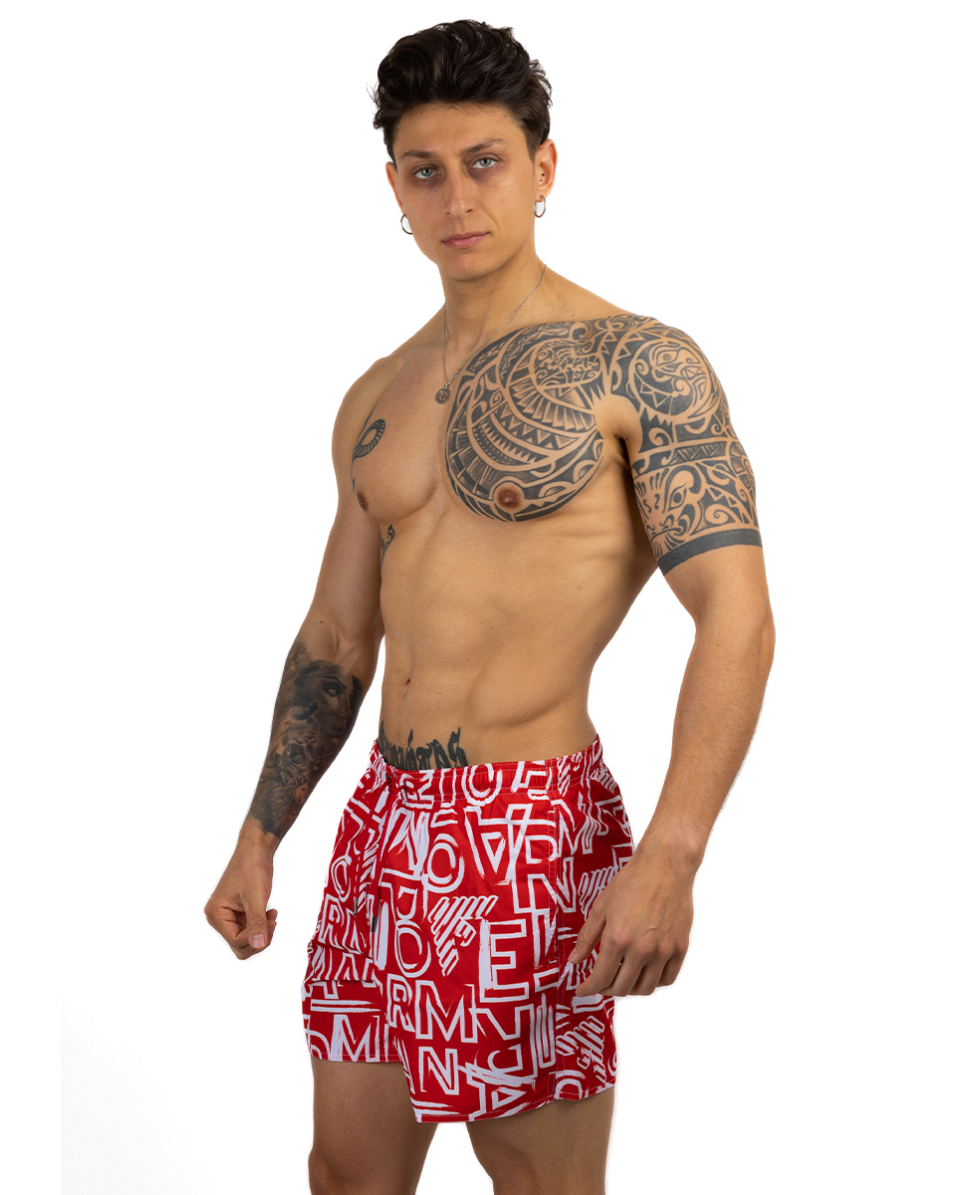 EMPORIO ARMANI - COSTUME SHORT - 211740 3R435 24073 - RUBY/WHITE - B