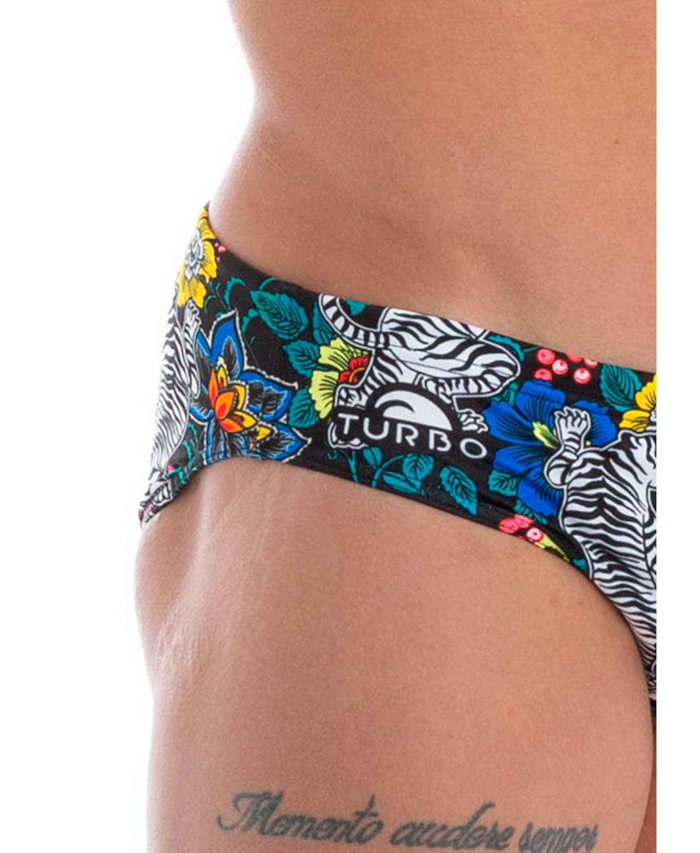 TURBO - COSTUME SLIP - FLOWERS AND TIGERS - 731386/0009 - BLACK