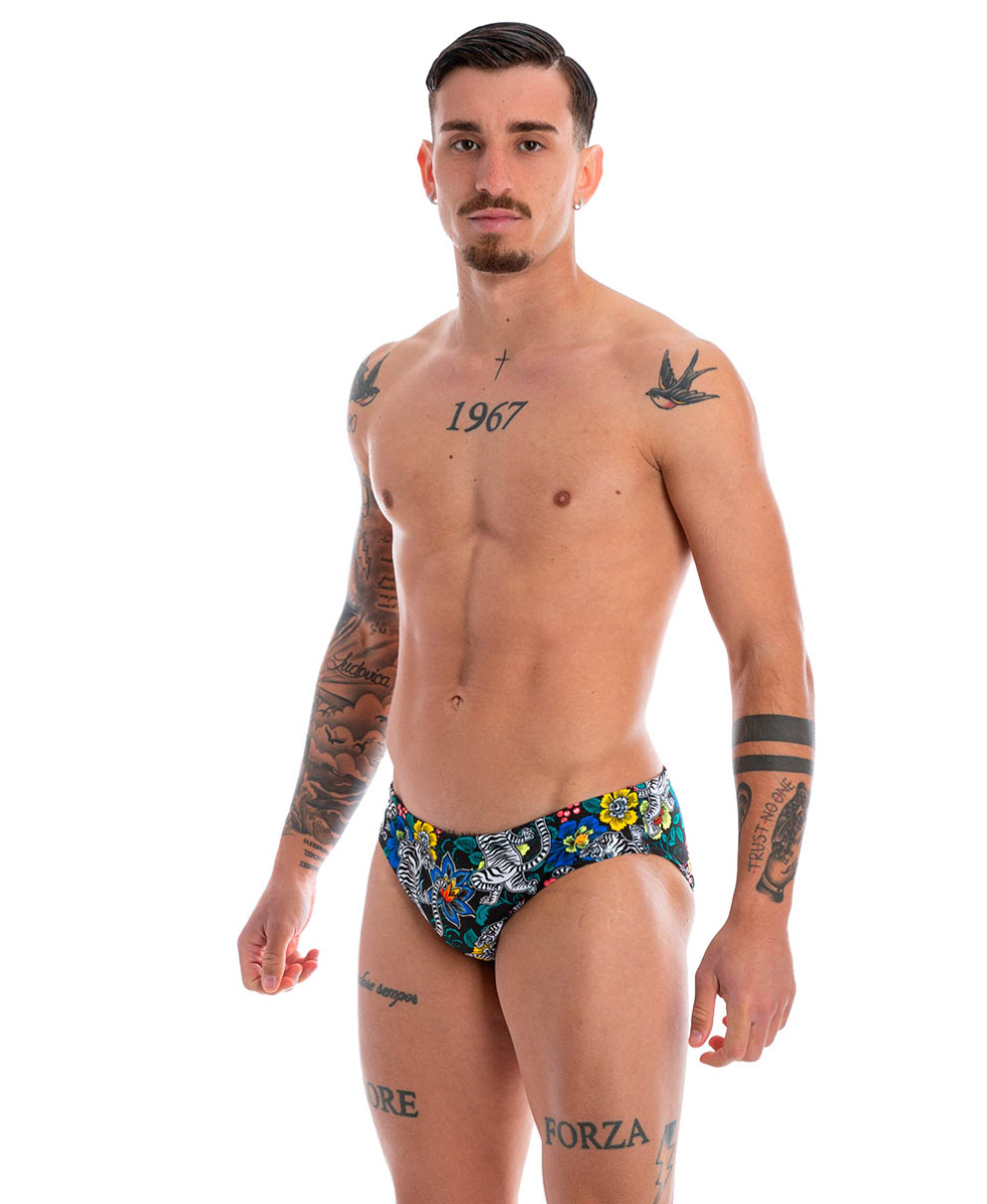 TURBO - COSTUME SLIP - FLOWERS AND TIGERS - 731386/0009 - BLACK