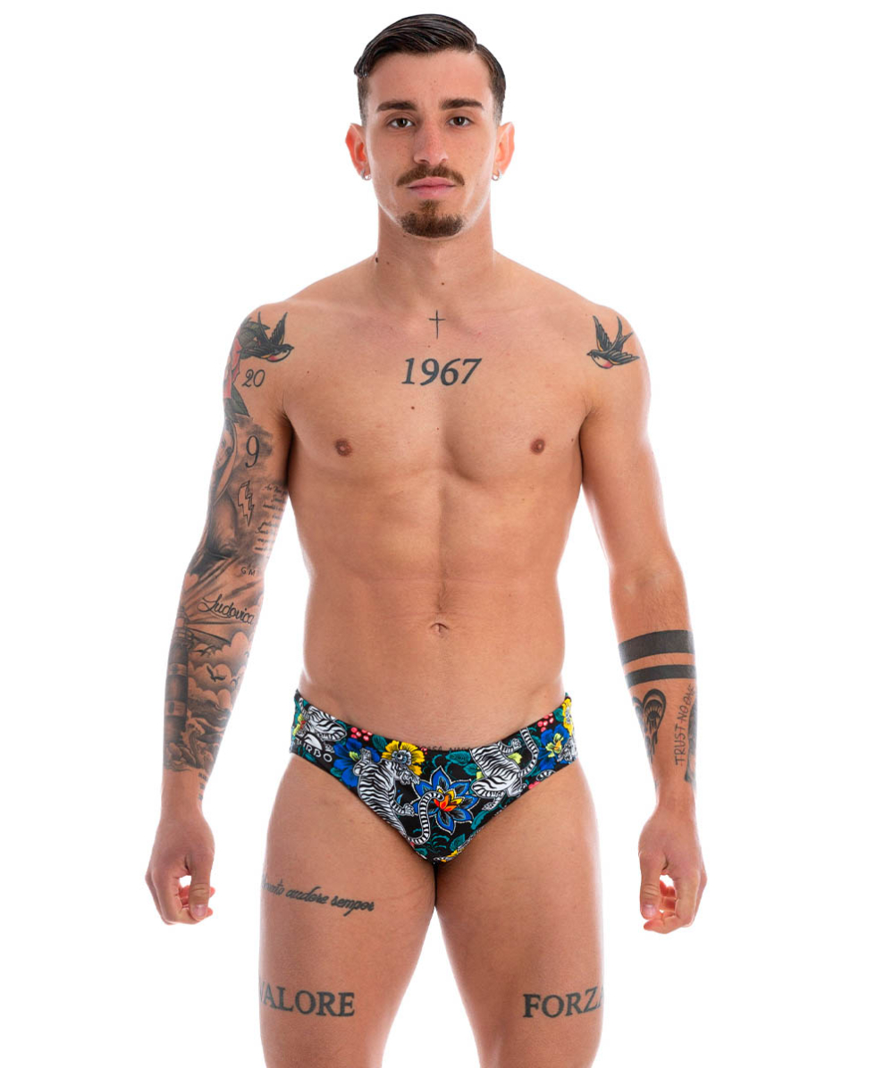 TURBO - COSTUME SLIP - FLOWERS AND TIGERS - 731386/0009 - BLACK - A