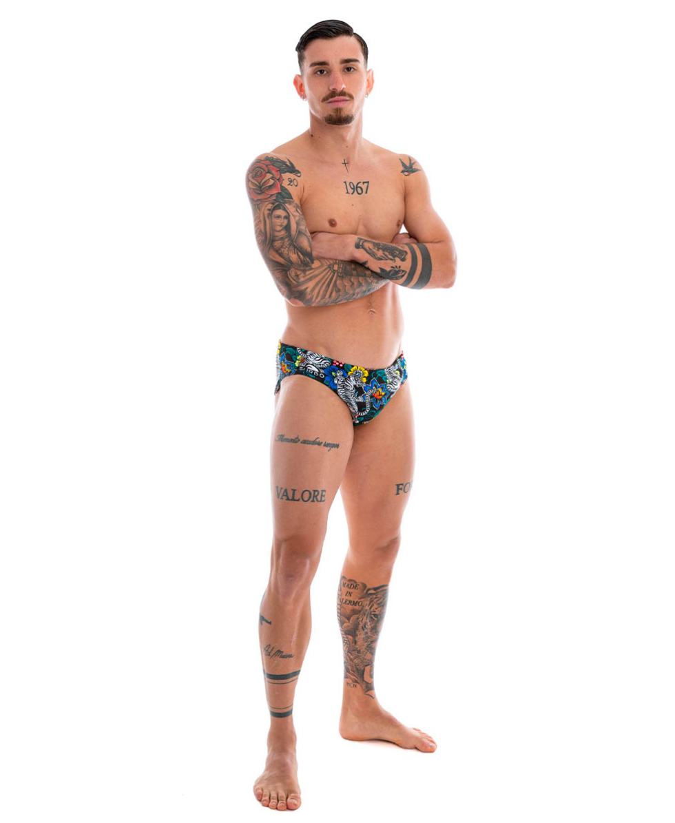 TURBO - COSTUME SLIP - FLOWERS AND TIGERS - 731386/0009 - BLACK