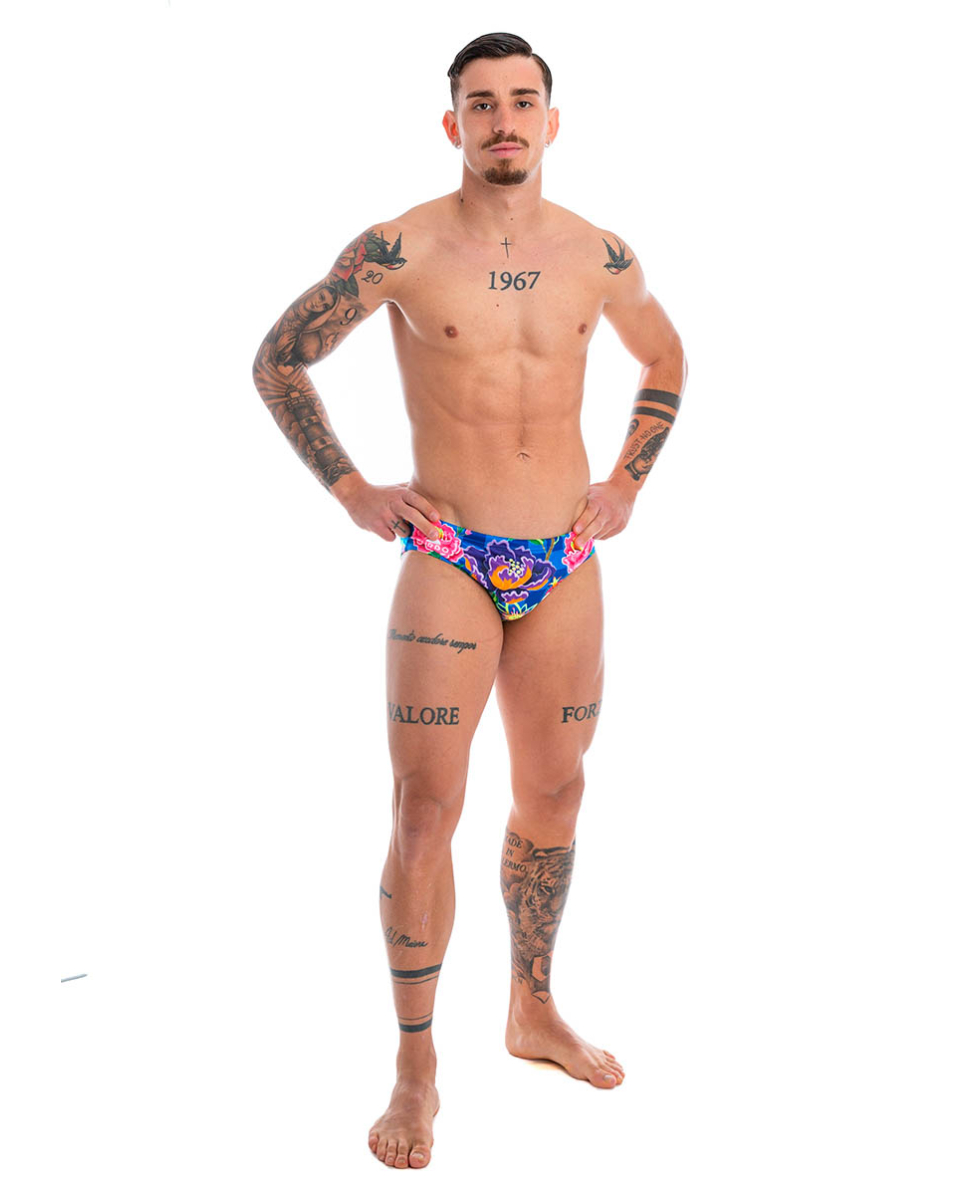 TURBO - COSTUME SLIP - FLOWERS - 731421/0006 - BLUE/MULTI