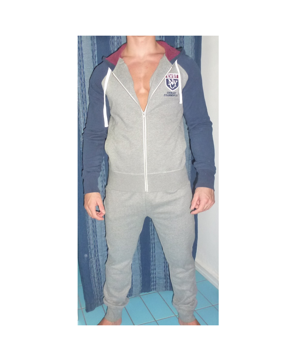 EVERLAST - TUTA UOMO CON ZIP - 15M200F99A-M842 - GREY/BLUE