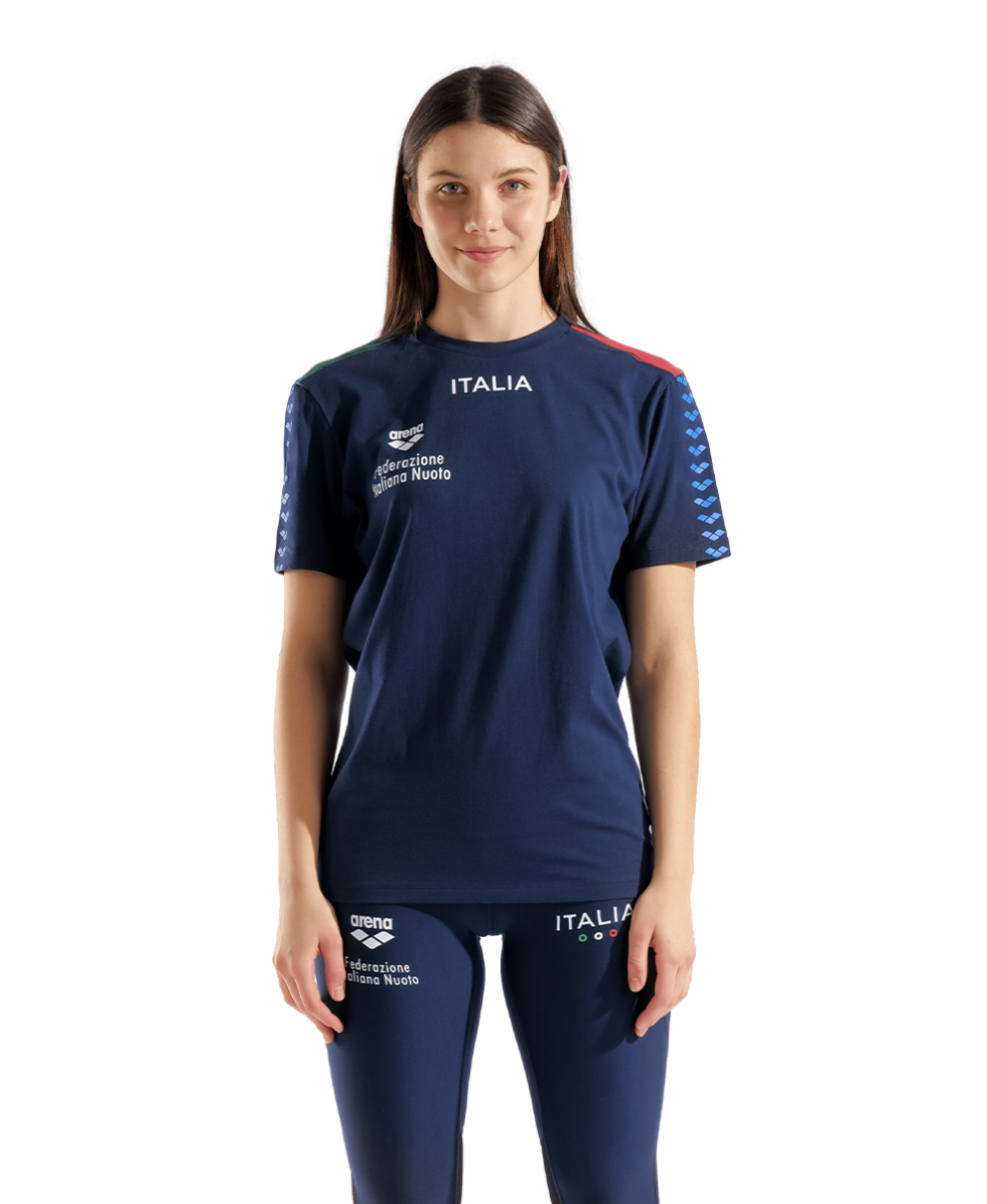 ARENA - UNISEX ITALIA T-SHIRT TEAM STRIPE - 010958700 - DARK NAVY ITALIA