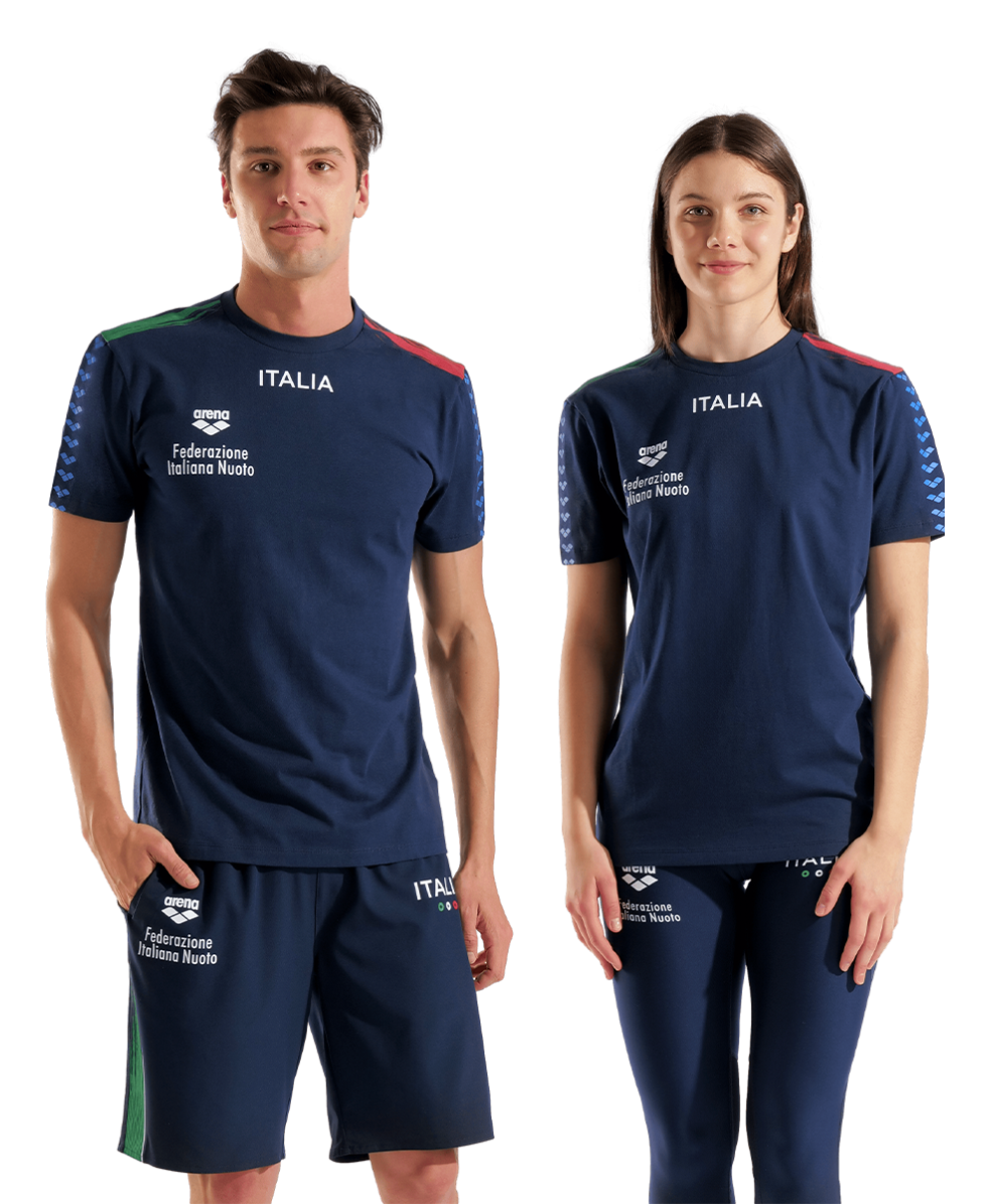ARENA - UNISEX ITALIA T-SHIRT TEAM STRIPE - 010958700 - DARK NAVY ITALIA