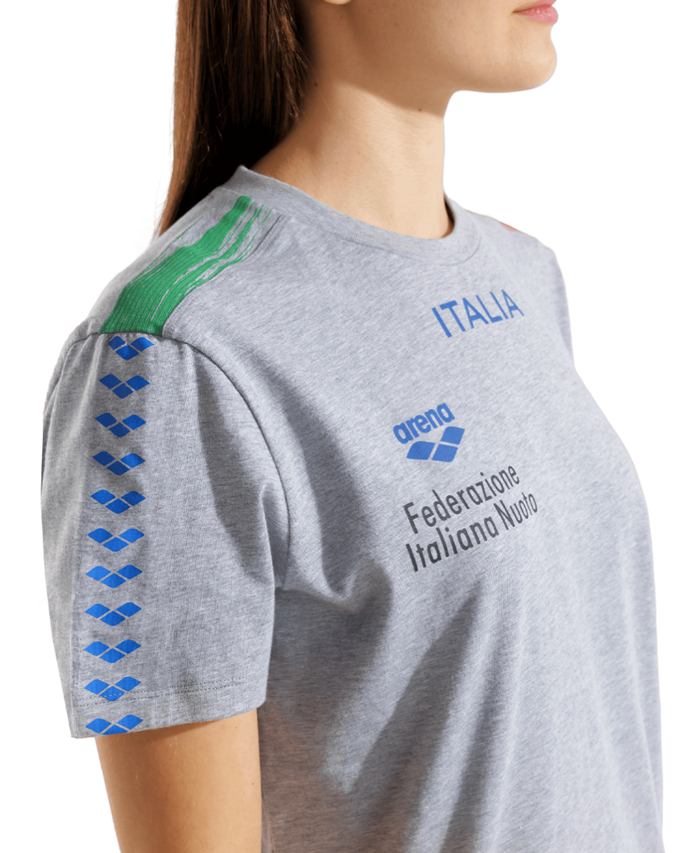 ARENA - UNISEX ITALIA T-SHIRT TEAM STRIPE - 010958550 - MEDIUM GREY MELANGE ITALIA