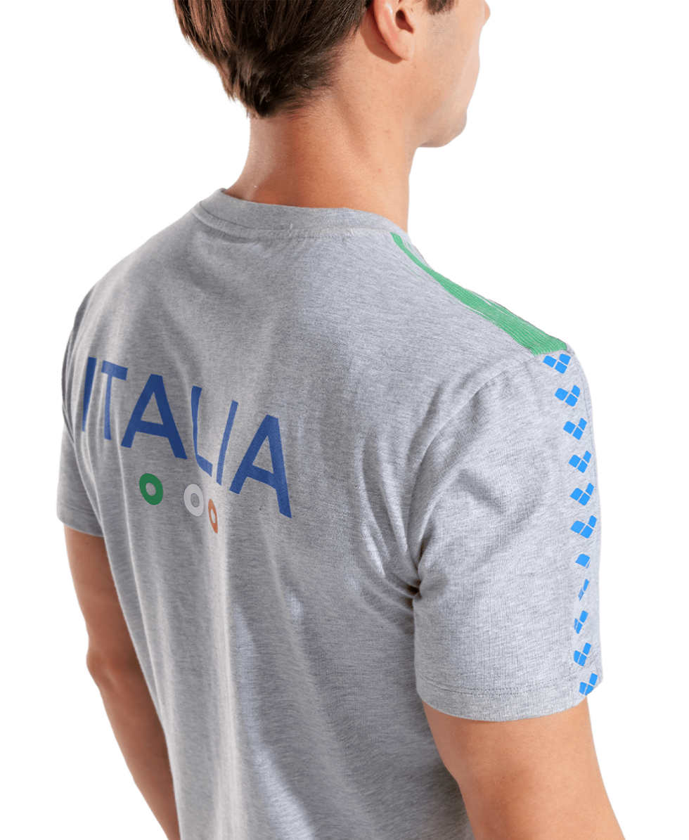 ARENA - UNISEX ITALIA T-SHIRT TEAM STRIPE - 010958550 - MEDIUM GREY MELANGE ITALIA