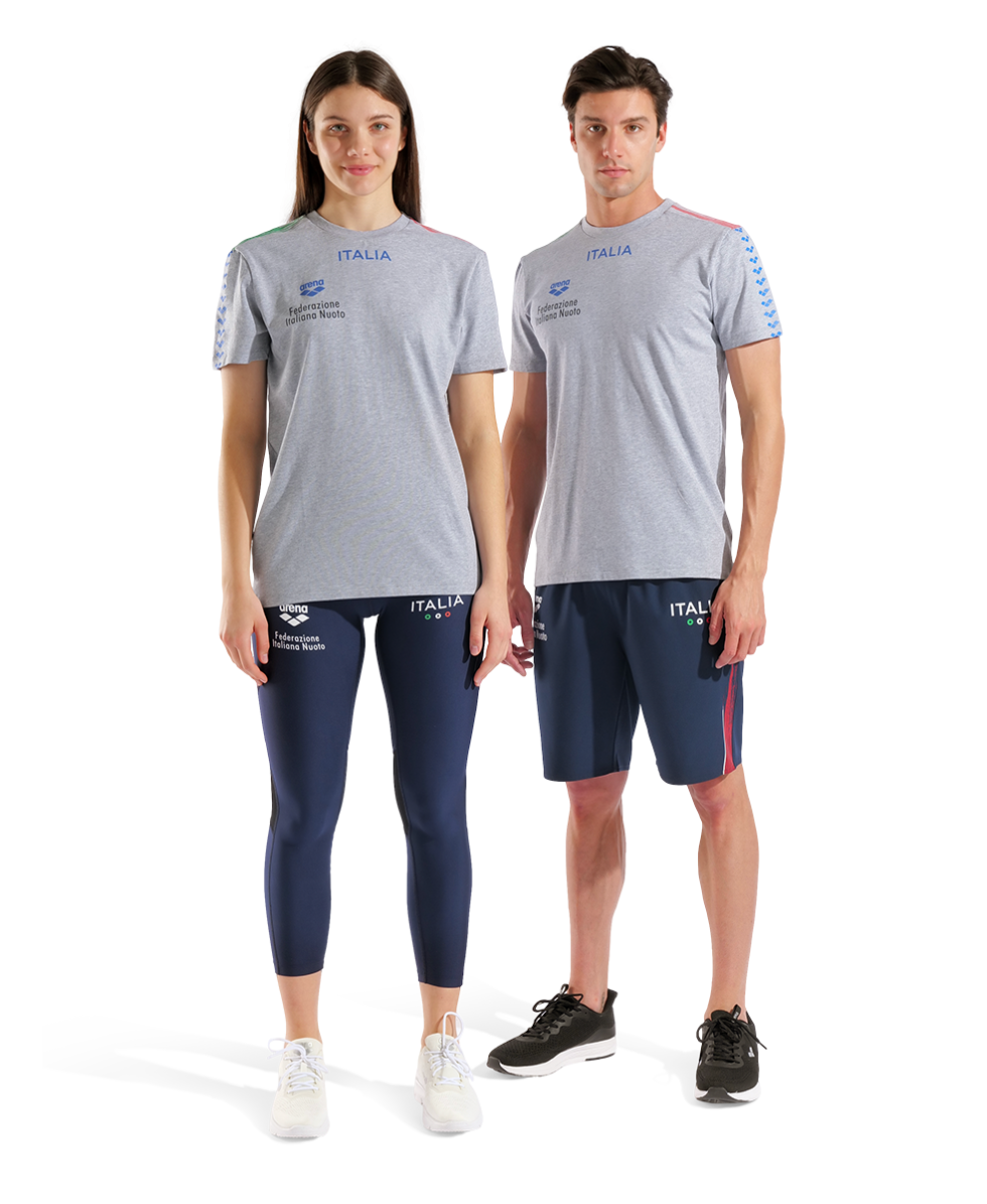 ARENA - UNISEX ITALIA T-SHIRT TEAM STRIPE - 010958550 - MEDIUM GREY MELANGE ITALIA