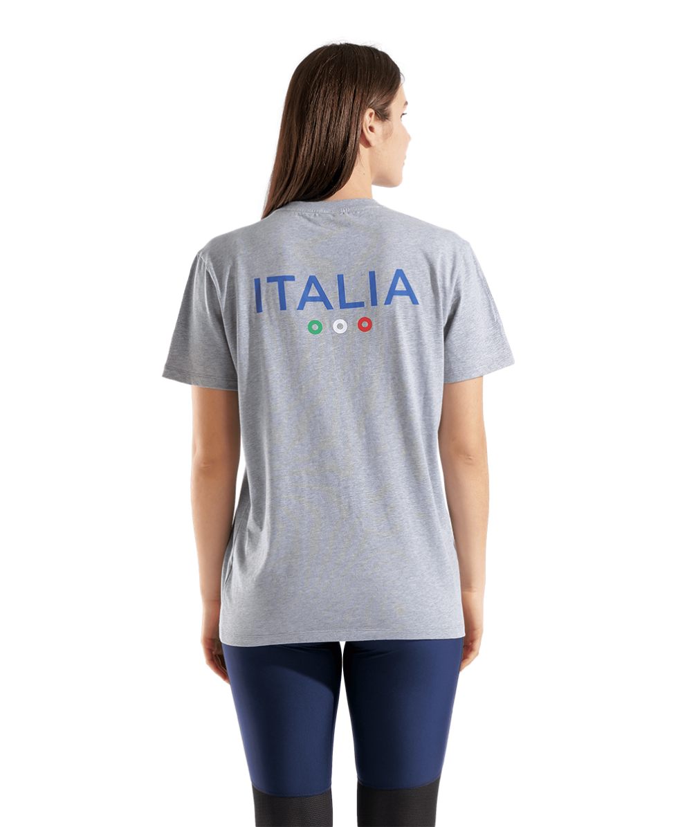 ARENA - UNISEX ITALIA T-SHIRT TEAM STRIPE - 010958550 - MEDIUM GREY MELANGE ITALIA