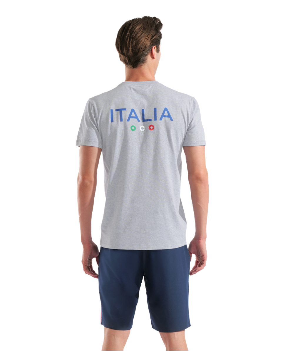 ARENA - UNISEX ITALIA T-SHIRT TEAM STRIPE - 010958550 - MEDIUM GREY MELANGE ITALIA