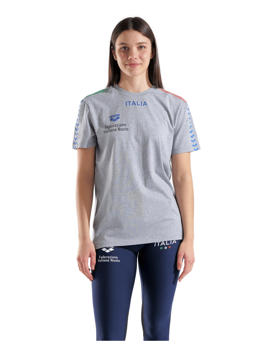 ARENA - UNISEX ITALIA T-SHIRT TEAM STRIPE - 010958550 - MEDIUM GREY MELANGE ITALIA