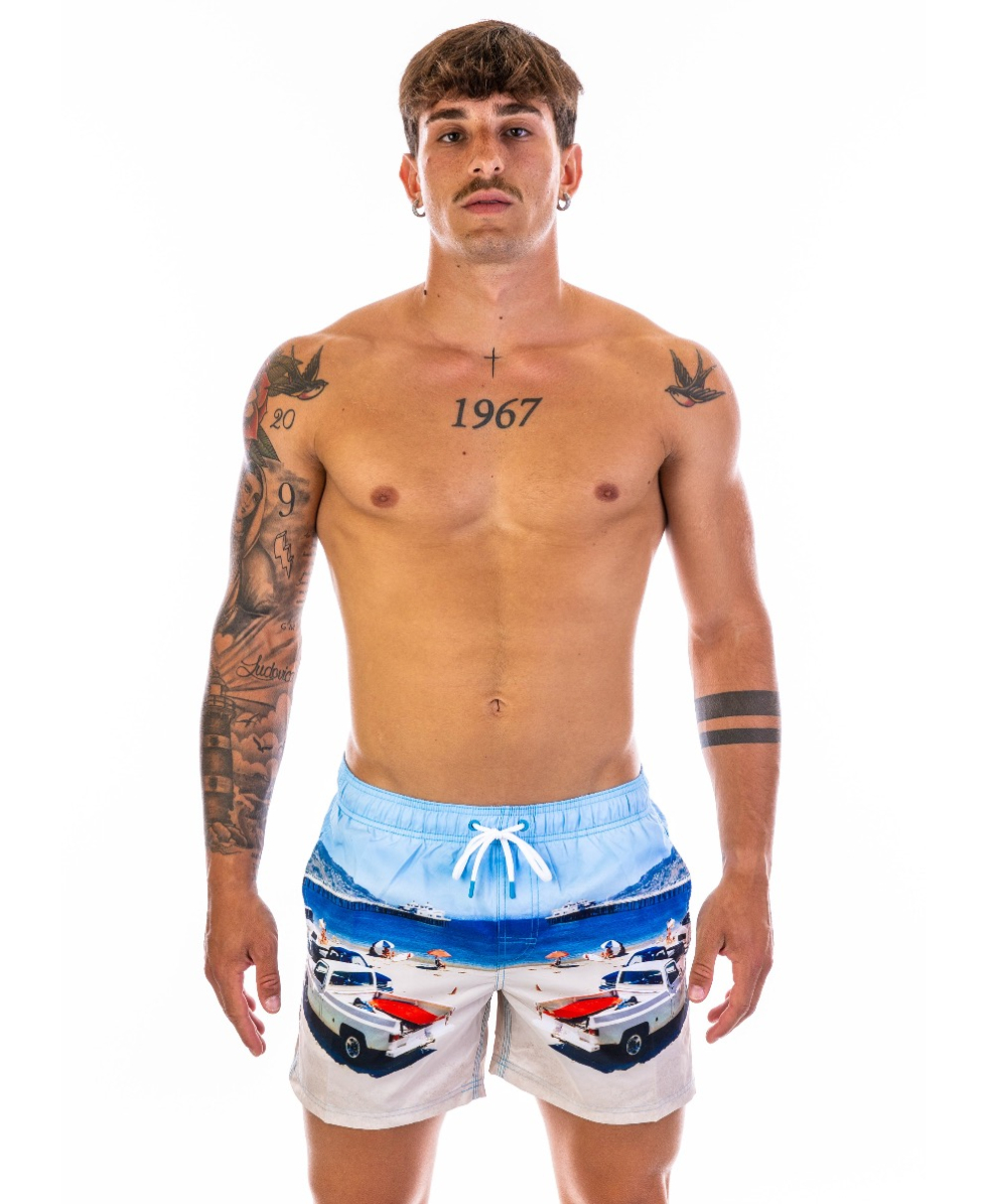 SUNDEK - COSTUME BOARDSHORT 14" - M504BDRT3ML-075 - SKYE - BS/RB ELASTIC WAIST