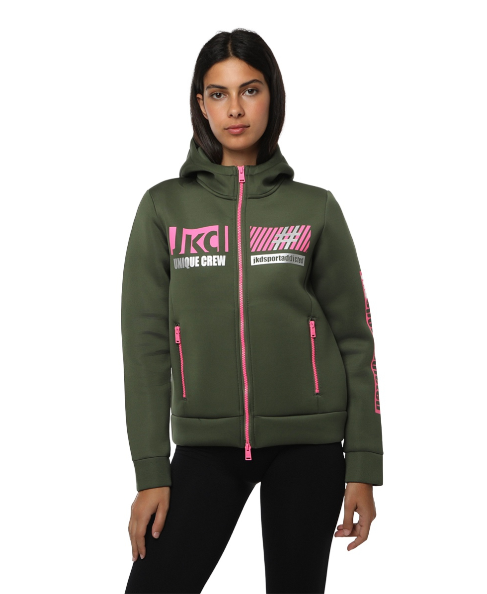 JAKED - FELPA DONNA - SIDERALIS - JKFL5N501D - ARMY GREEN/FUCHSIA