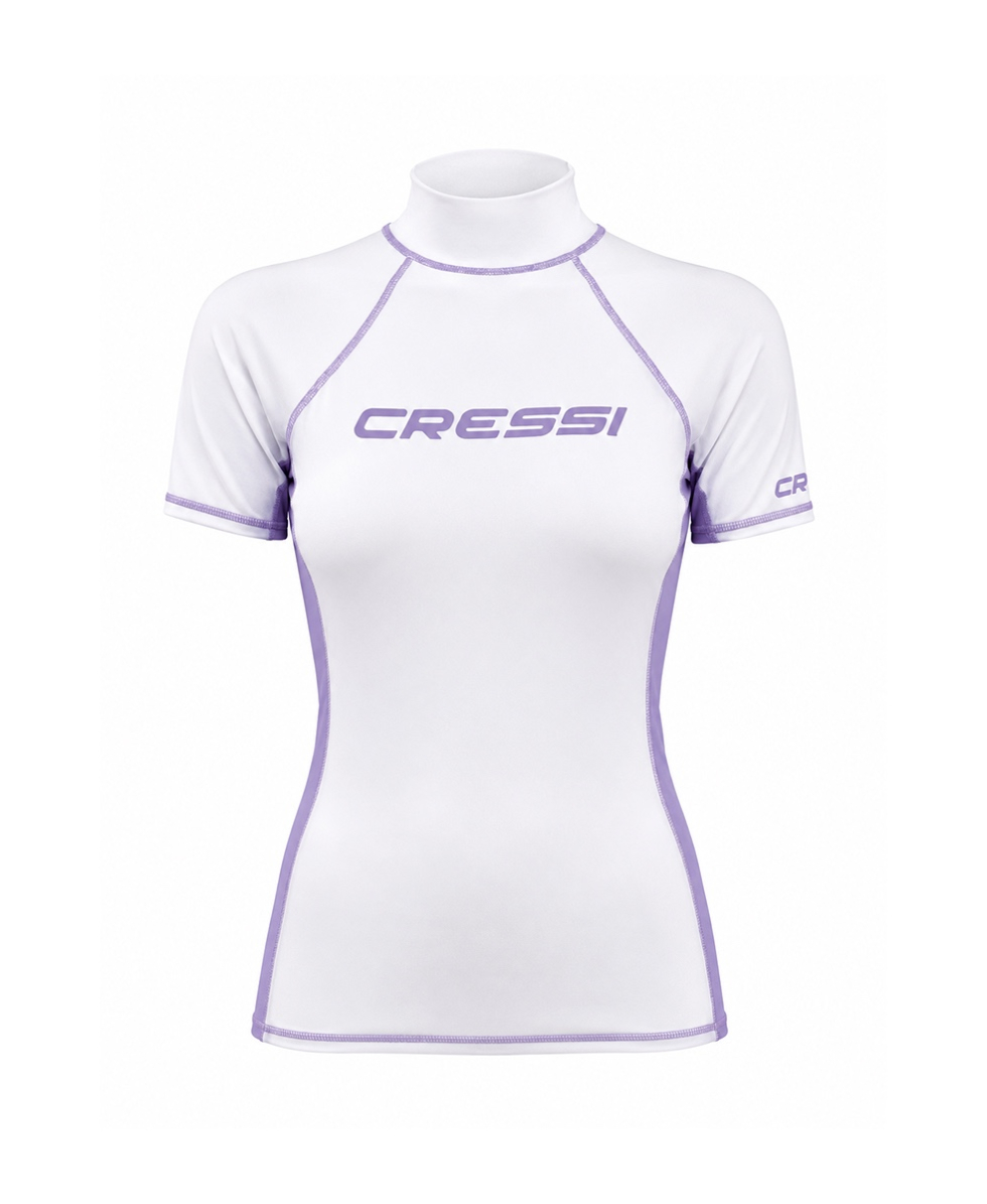CRESSI - MAGLIA DONNA RASHGUARD IN LYCRA SPF40 - LW47680 - WHITE/LILAC