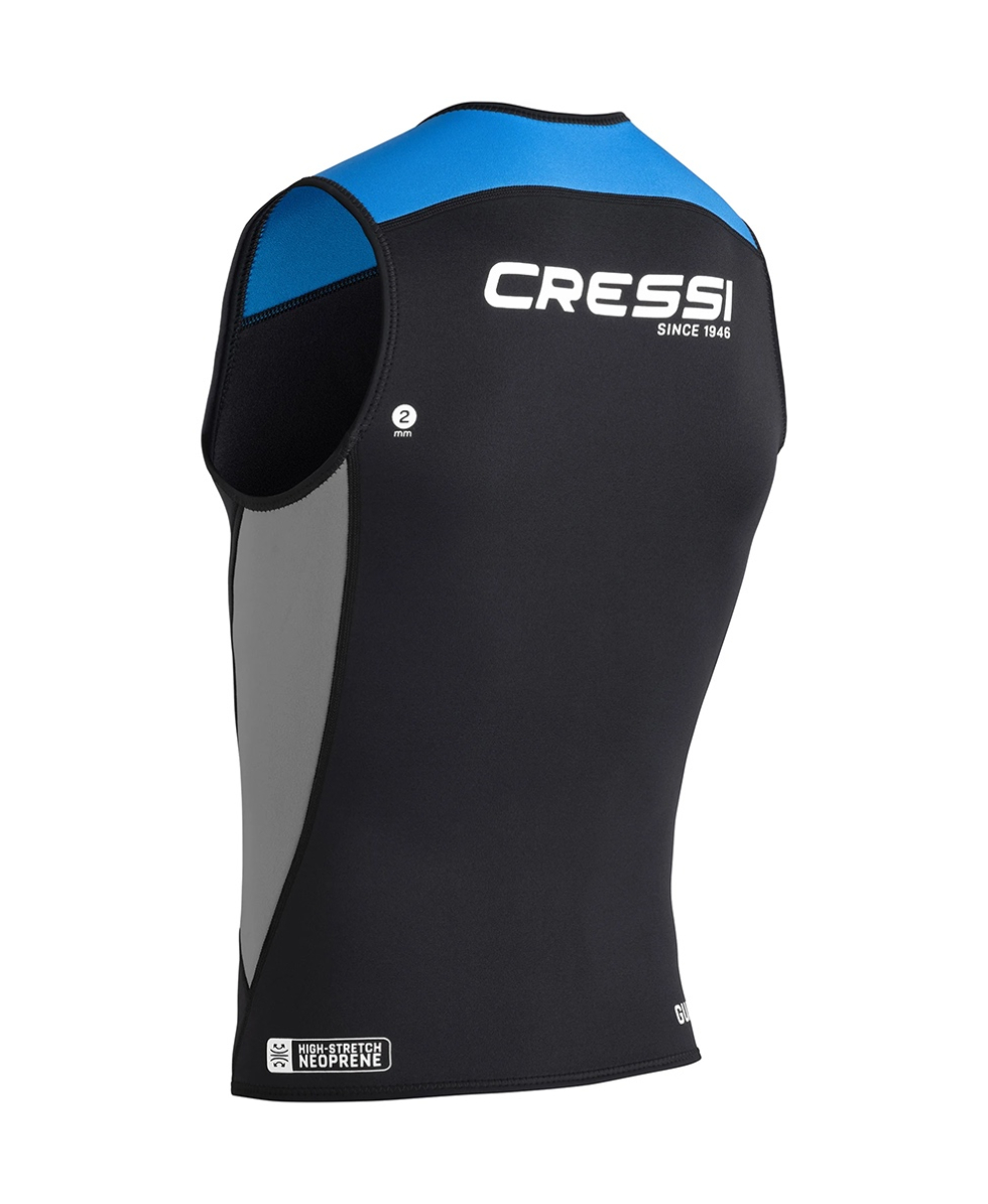 CRESSI - GILET TERMICO CON ZIP UOMO - GUARDIAN MAN NEOPRENE VEST - 2mm - BLACK/BLUE