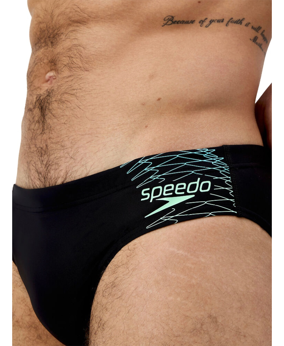SPEEDO - COSTUME SLIP - MEDLEY LOGO BRIEF 7 cm - 0973918963 - BLACK/AFALFA GREEN