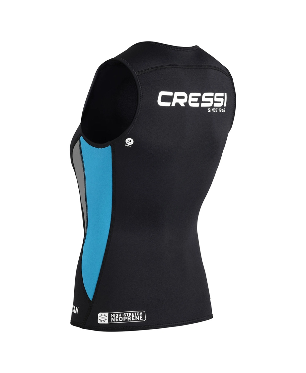 CRESSI - GILET TERMICO CON ZIP DONNA - GUARDIAN WOMAN NEOPRENE VEST - 2mm - BLACK/AQUAMARINE